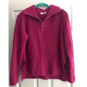 GAP Zip neck Long sleeve Fuchsia Pull over Sweater WOMENS Size Small S NWoT!